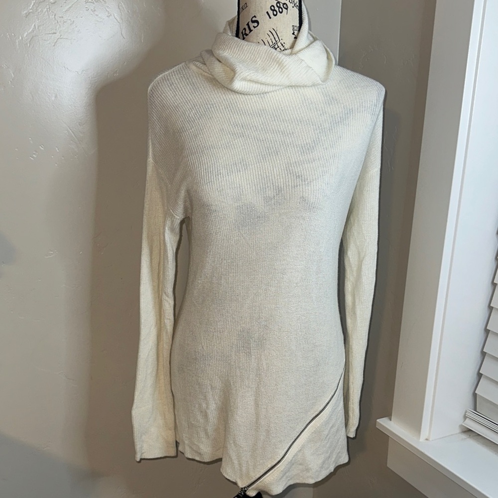 Bar III Cowl Neck Sweater with Zipper